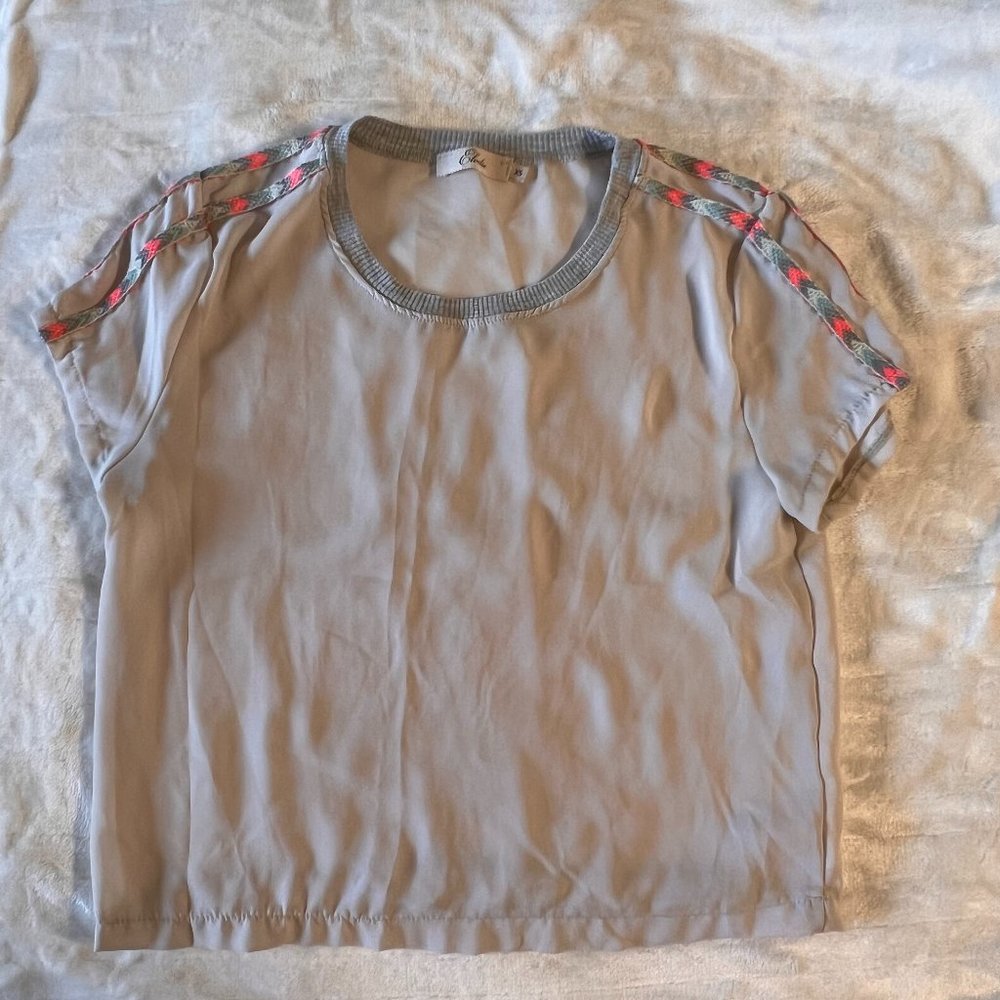 Cream/Gray Crop Tee